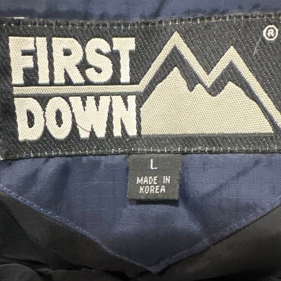 First Down Puffer heavy duty coat Vintage Black&Blue Mens LG Duck Down 3.5lb - Picture 8 of 12